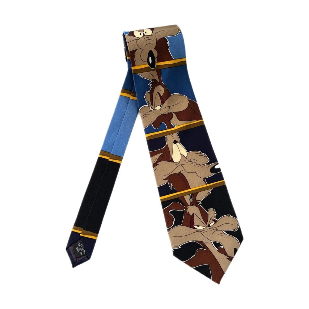 Vintage 1998 Warner Bros Looney Tunes Wile E. Coyote Printed Men’s Necktie - Picture 1 of 7